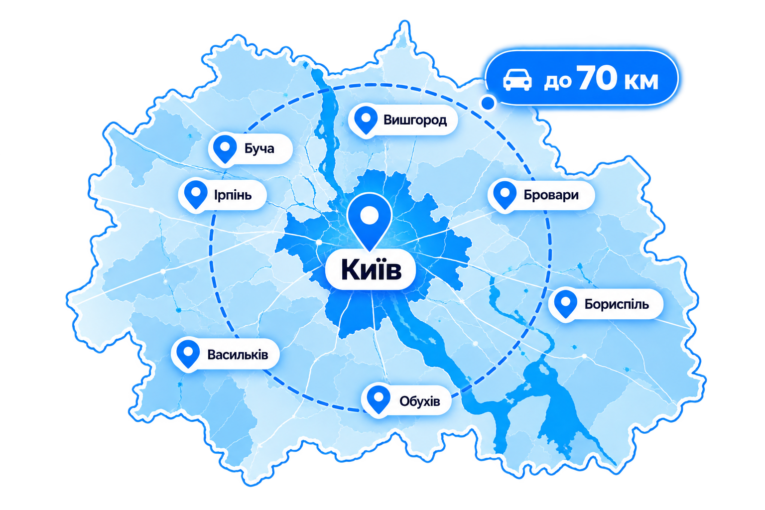 Київ та Київська область — зона обслуговування