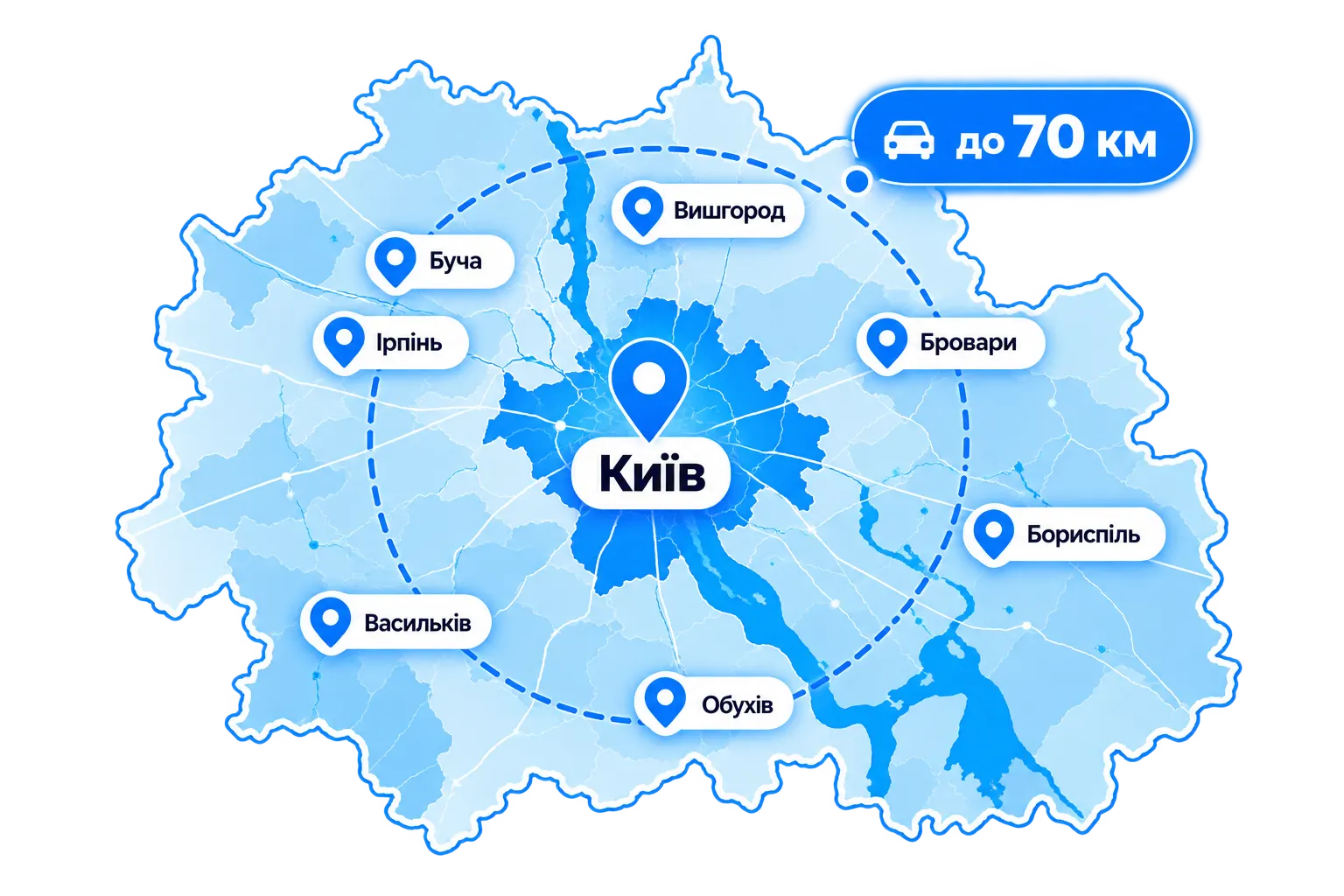Київ та Київська область — зона обслуговування